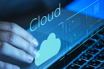 Cloud technology interface representing connected cloud platforms and infrastructure
