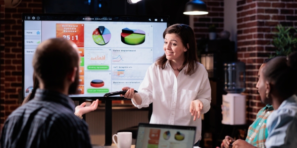 Sales pipeline tracking on laptop